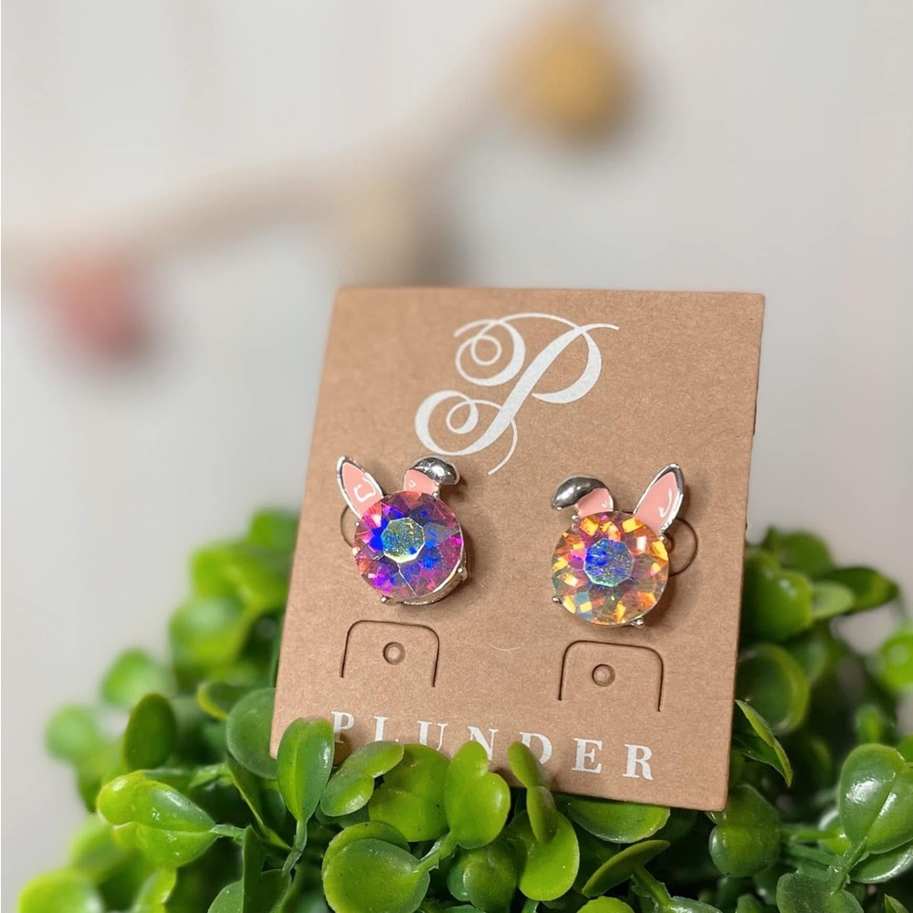 NEW Iridescent Gem Silver Bunny Earrings 🐰 - Picture 10 of 11